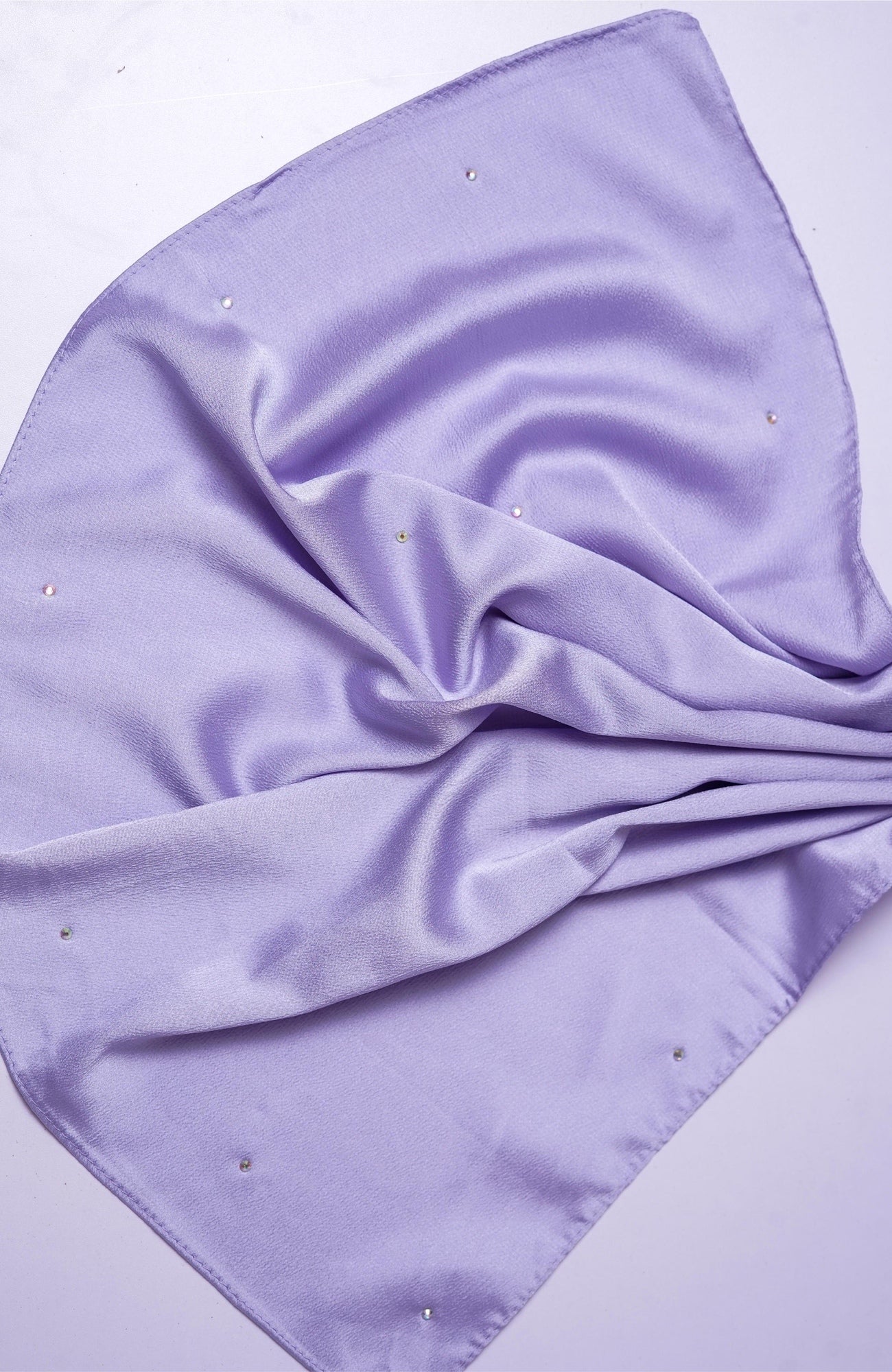 Beads Satin Silk Hijab - Lilac