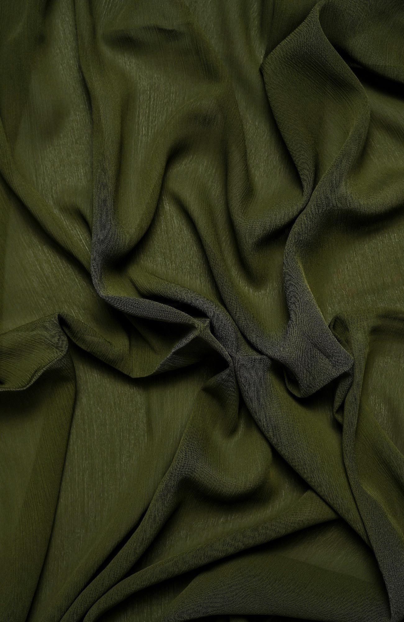 Crinkle matte Chiffon-Olive Green