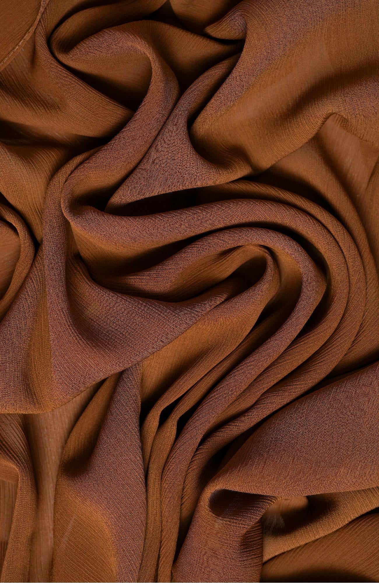 Crinkle matte Chiffon-Wood Brown