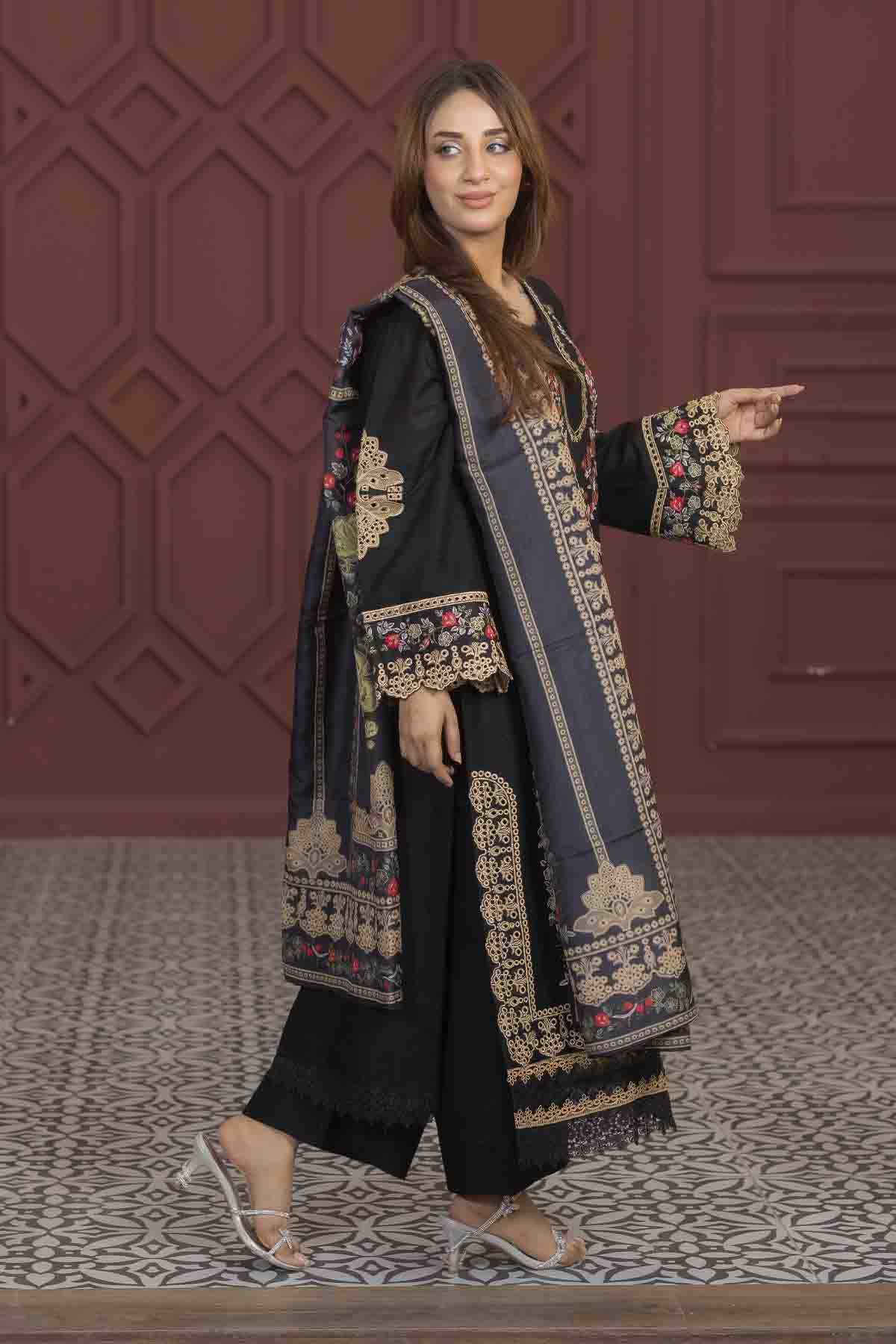 3 Piece Embroided Lawn Suit Elite