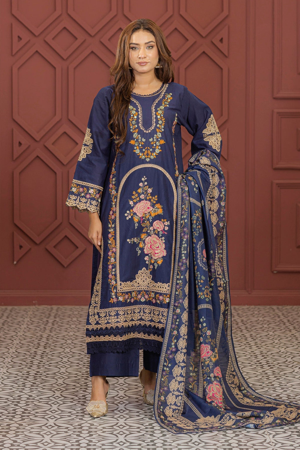 3 Piece Embroided Lawn Suit Elite