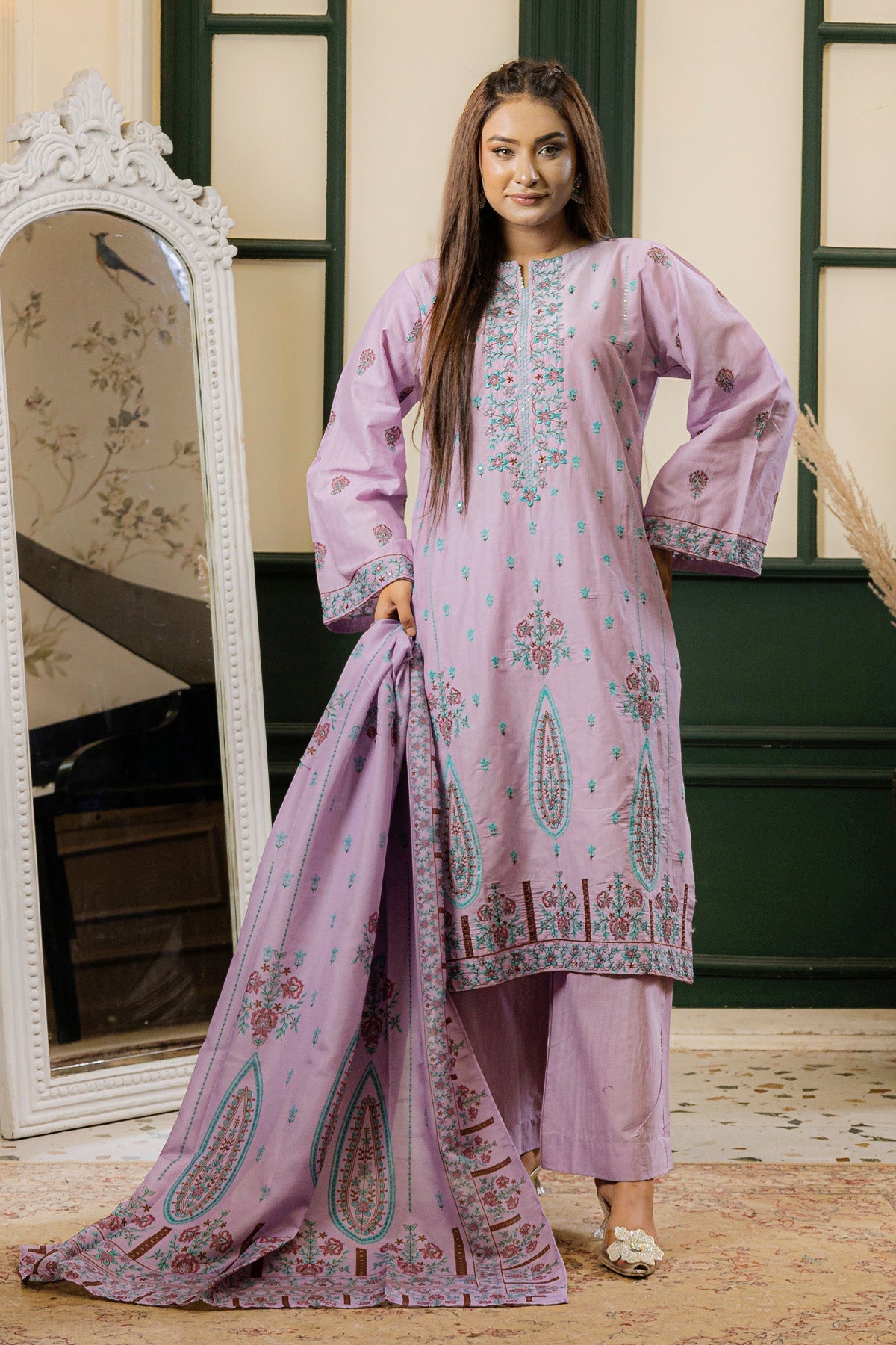 3 Piece Embroided Lawn Suit Elite