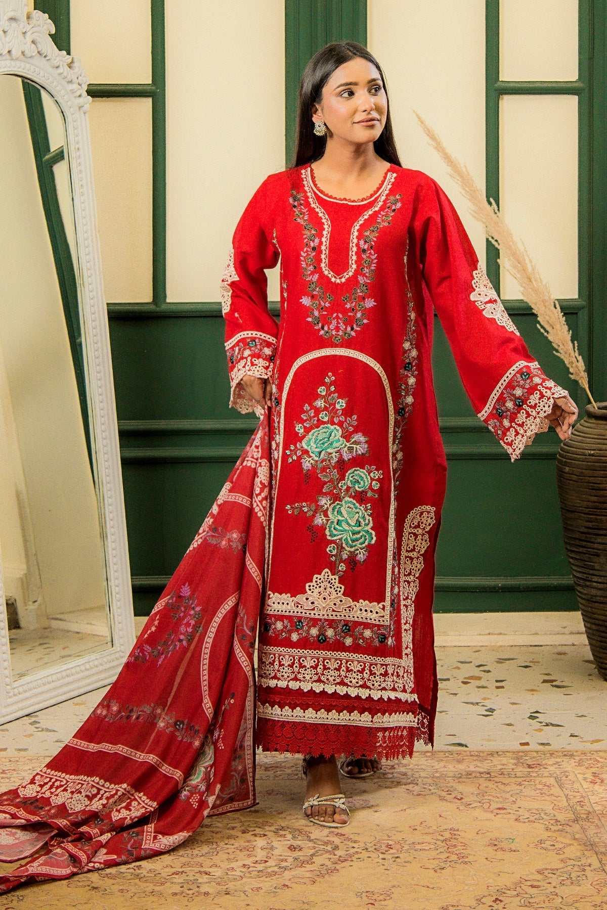 3 Piece Embroided Lawn Suit Elite
