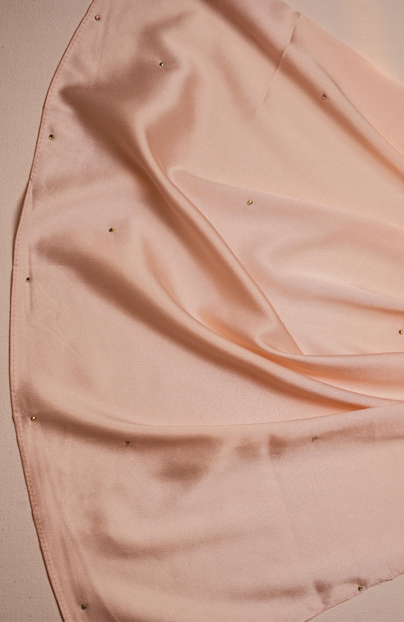 Beads Satin Silk Hijab - Bisque