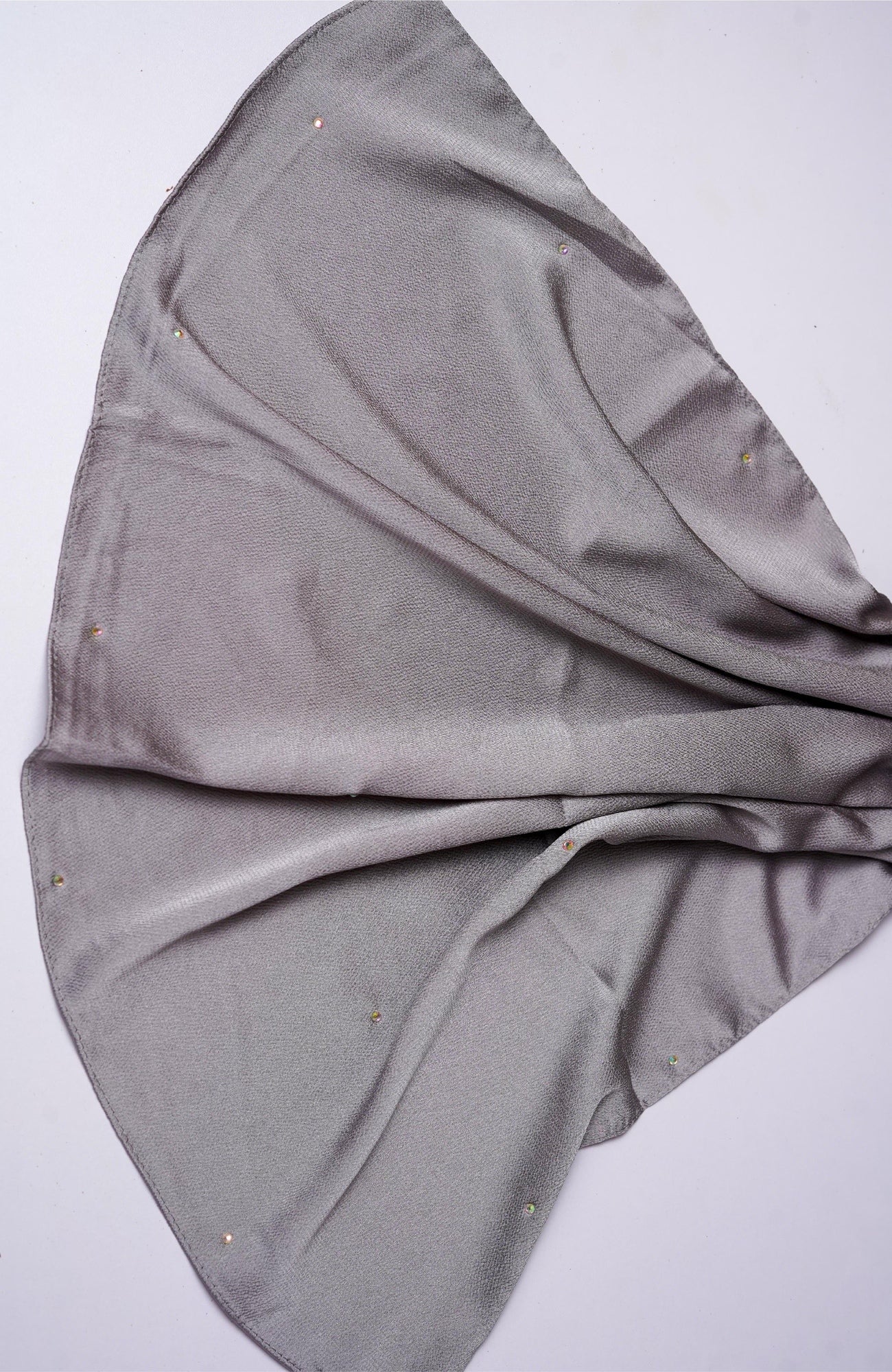 Beads Satin Silk Hijab - Gray