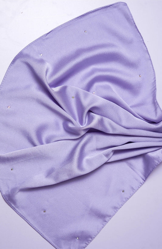 Beads Satin Silk Hijab - Lilac