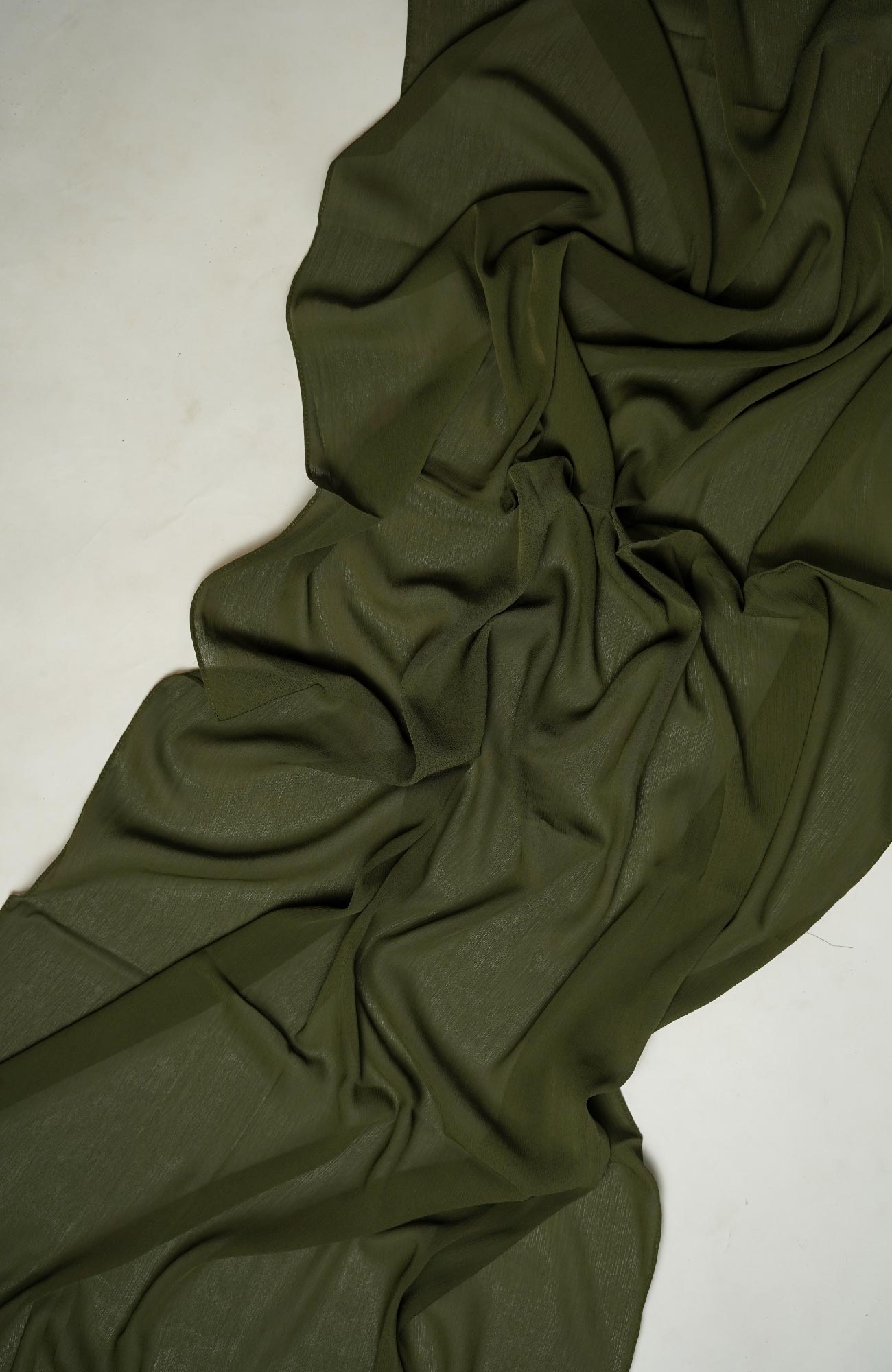 Crinkle matte Chiffon-Olive Green