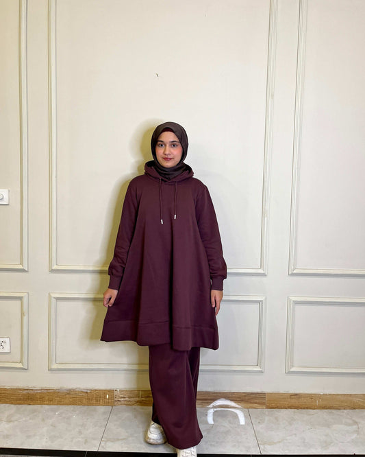 Dahlia Fleece Co Ord Set - Burgundy