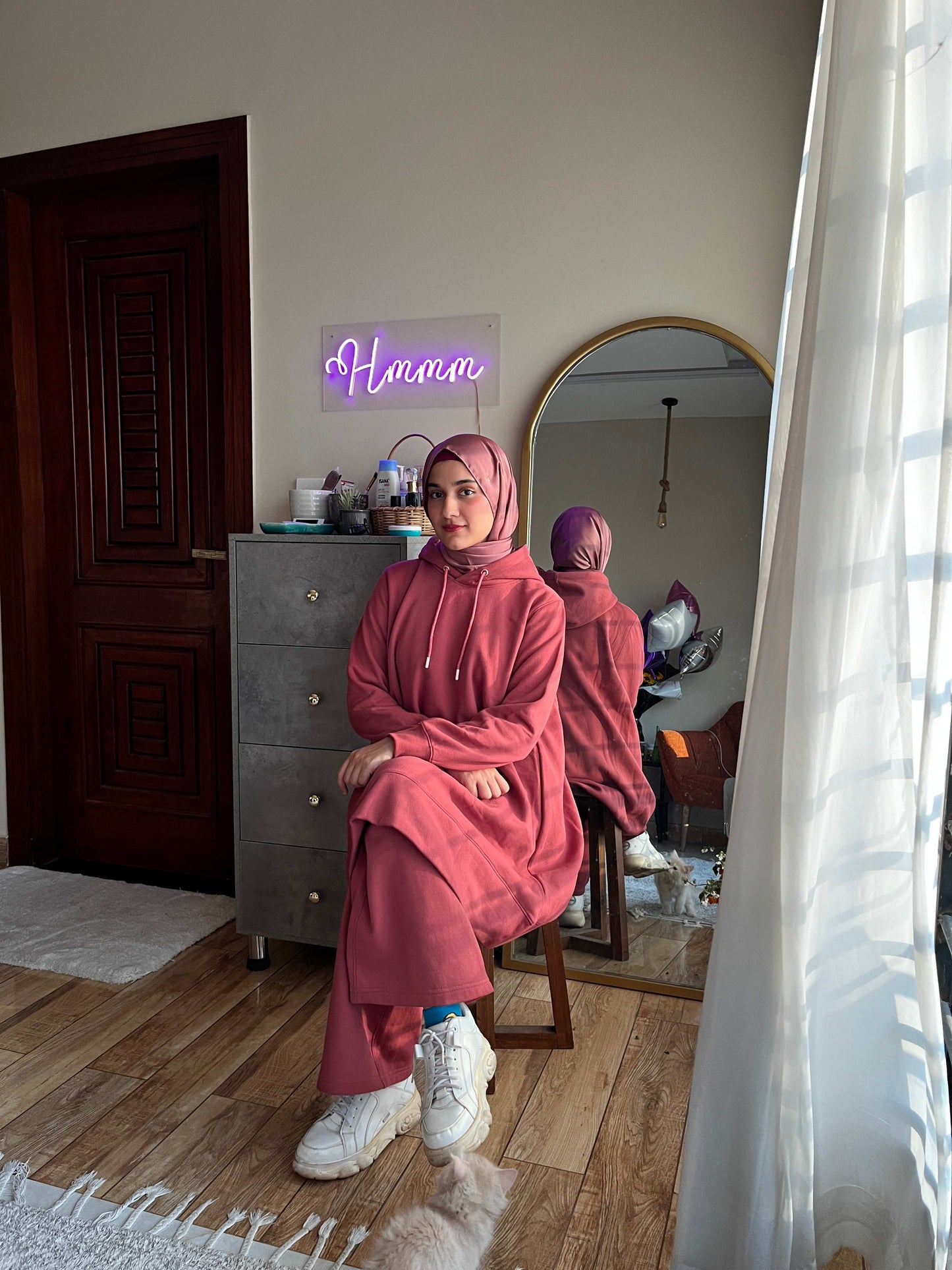 Dahlia Fleece Co Ord Set - Salmon Pink