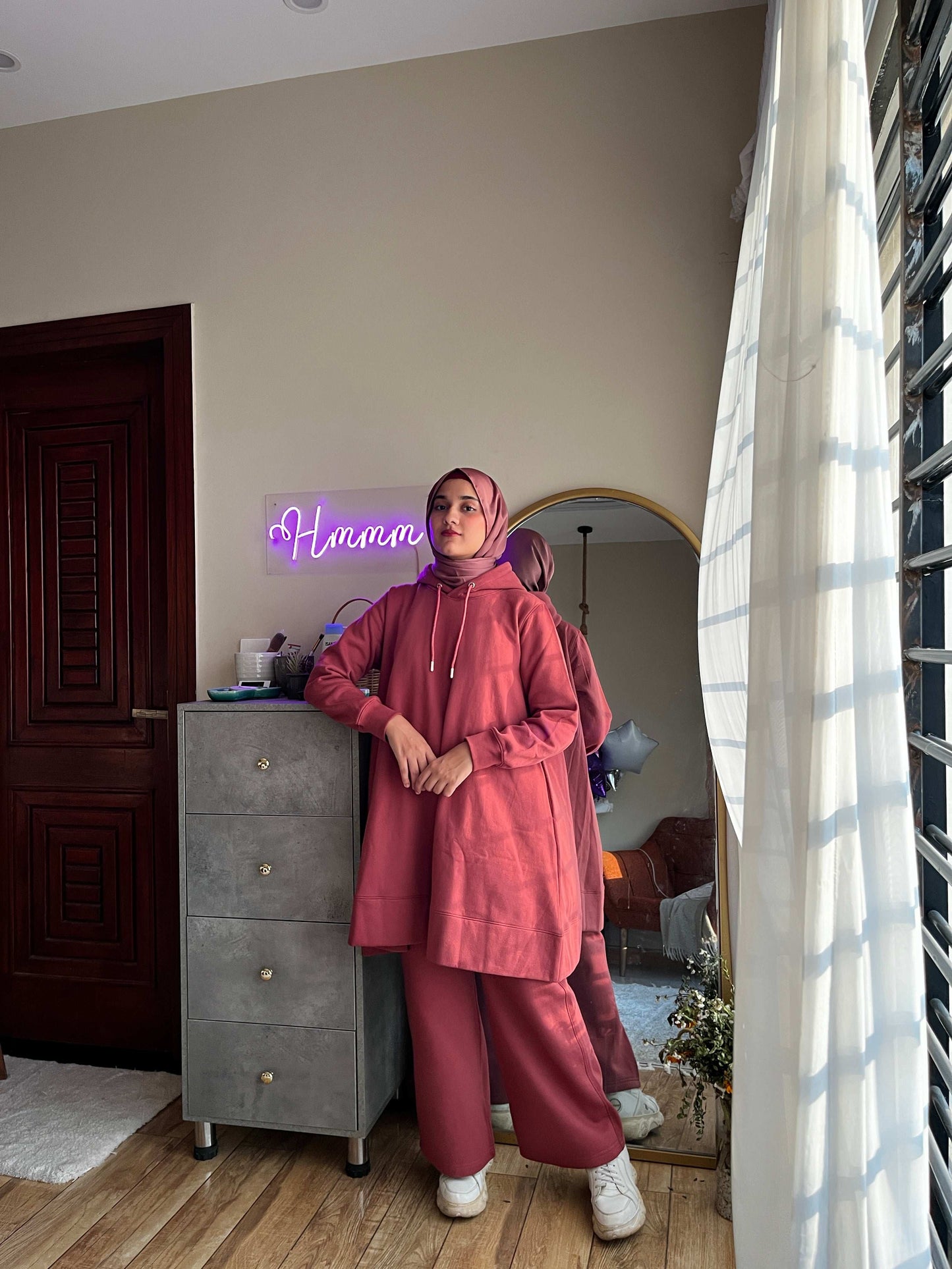 Dahlia Fleece Co Ord Set - Salmon Pink