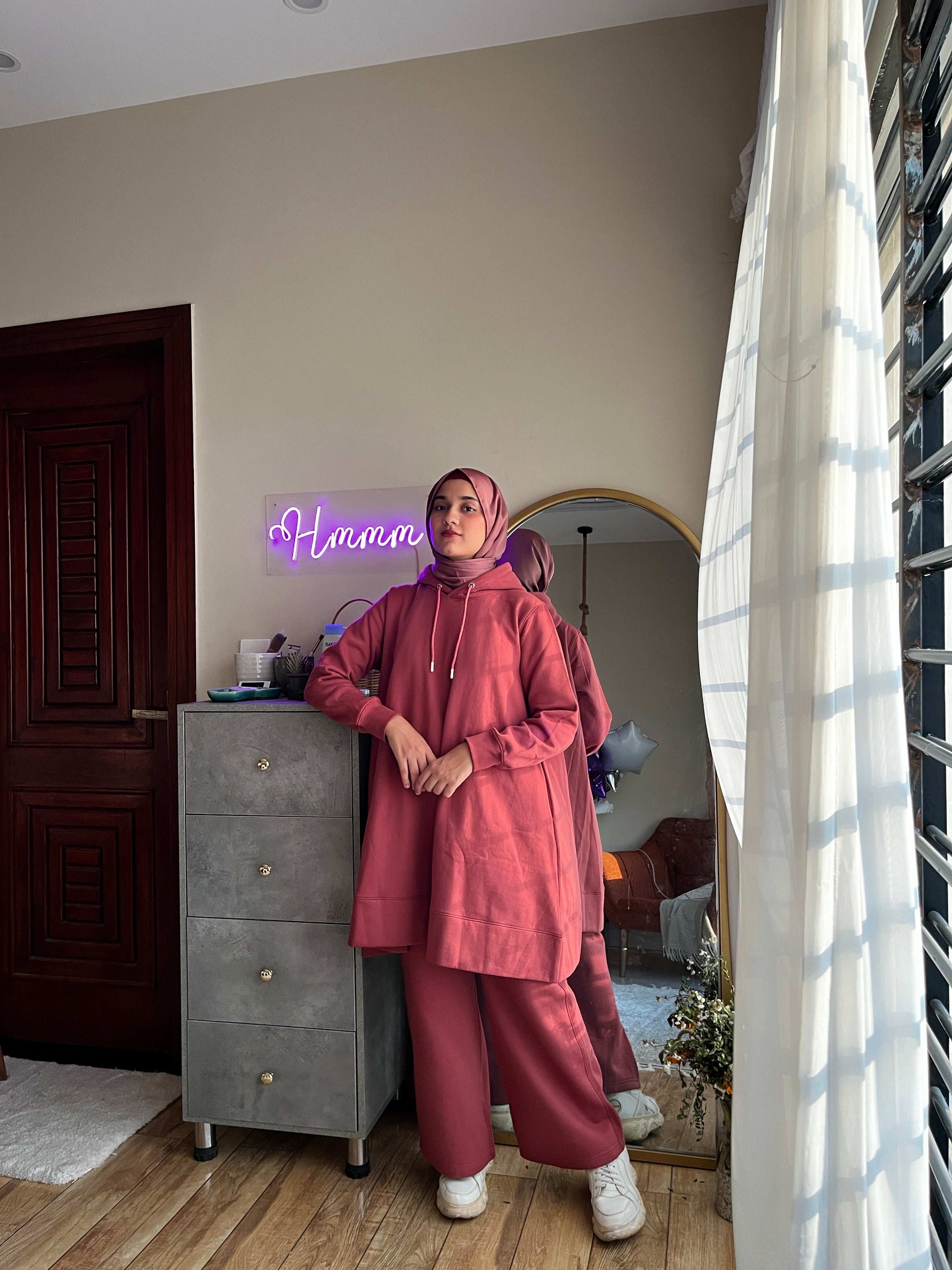 Dahlia Fleece Co Ord Set - Salmon Pink