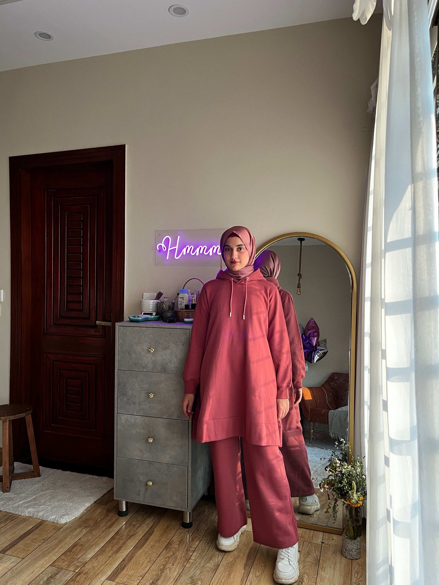 Dahlia Fleece Co Ord Set - Salmon Pink