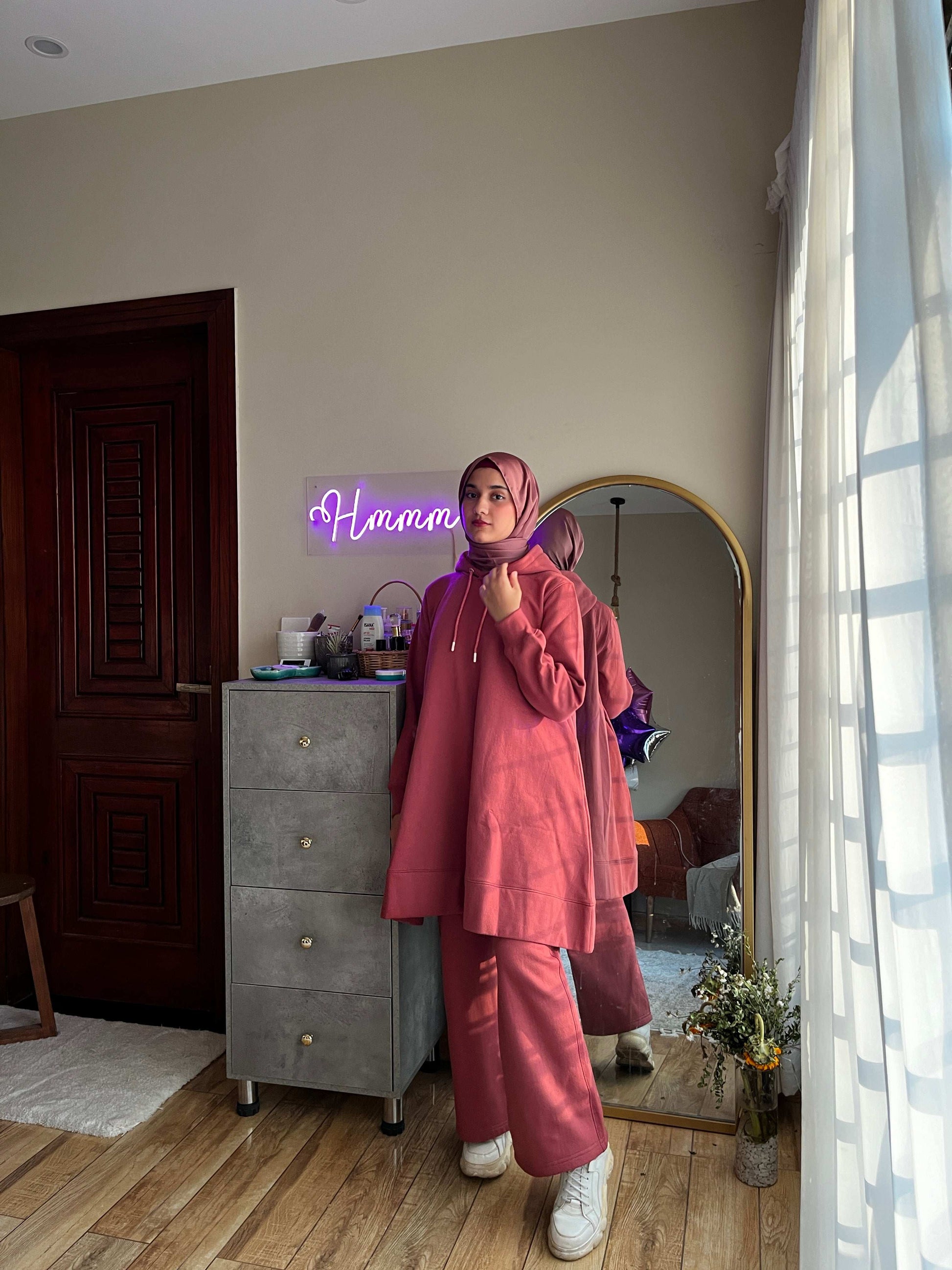 Dahlia Fleece Co Ord Set - Salmon Pink