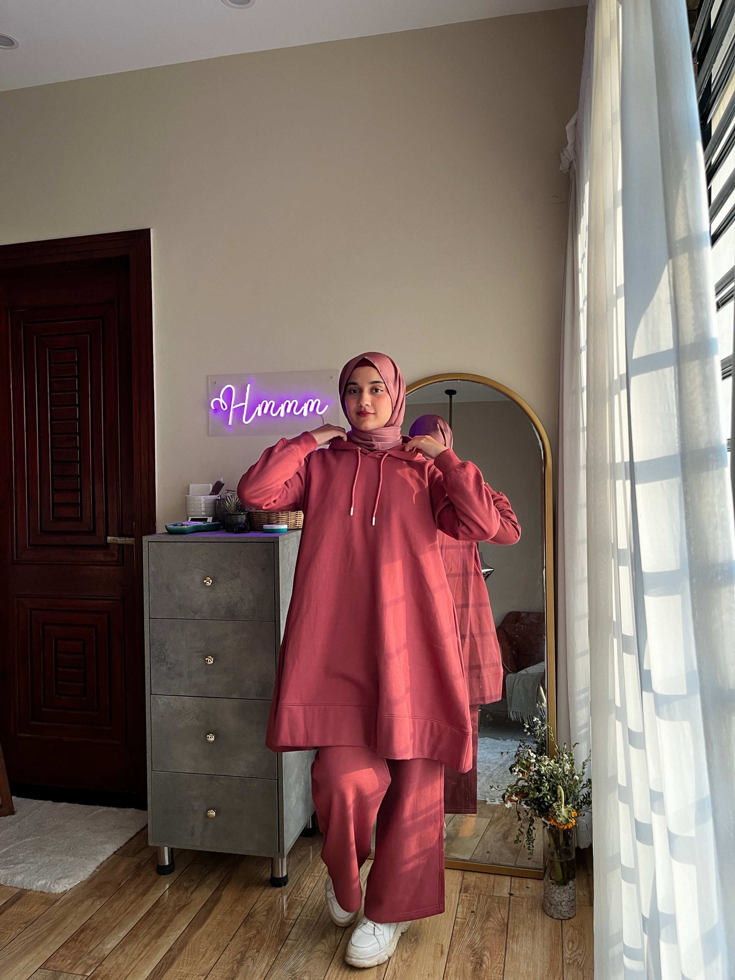 Dahlia Fleece Co Ord Set - Salmon Pink