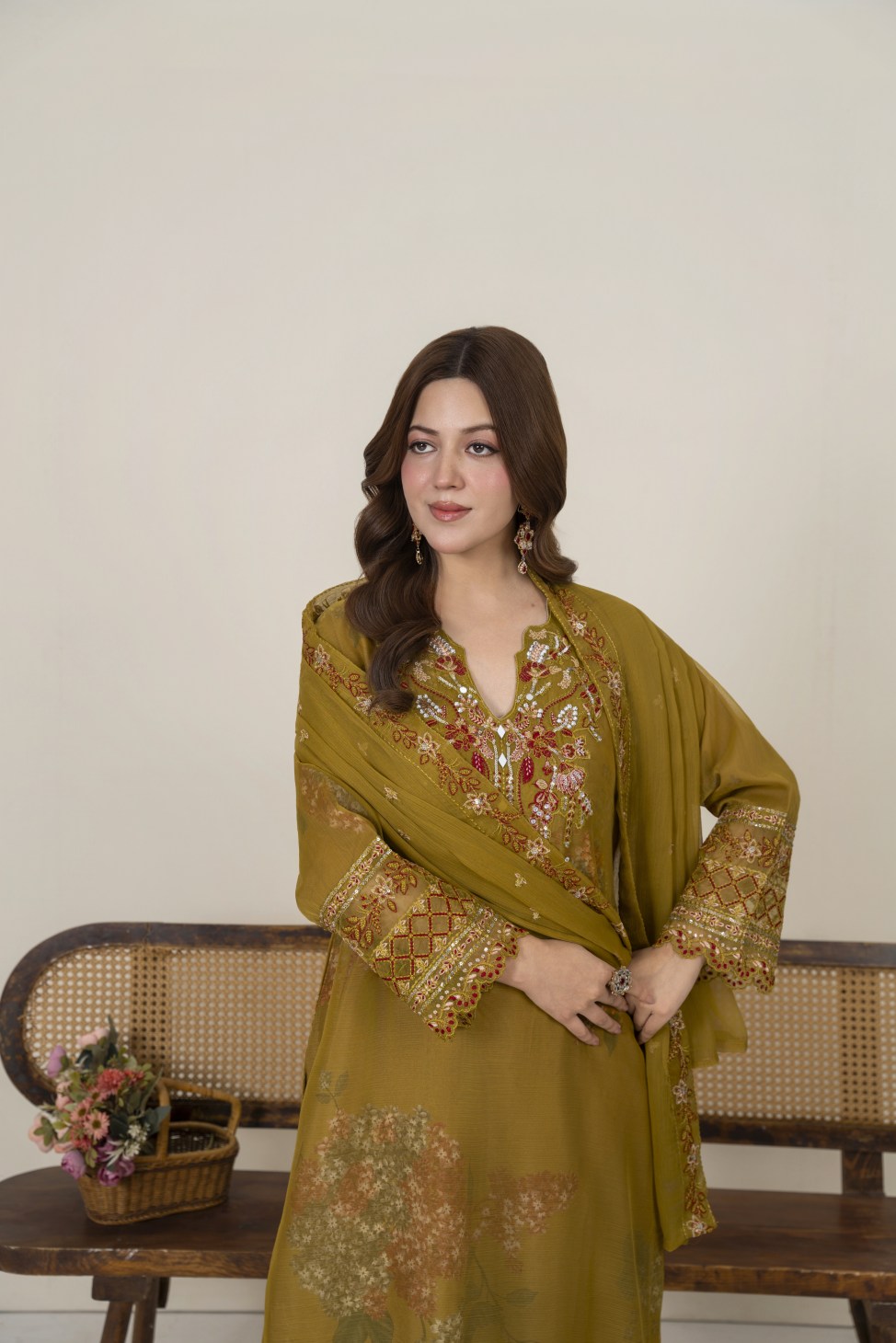 Gul Rukh (Olive Green)