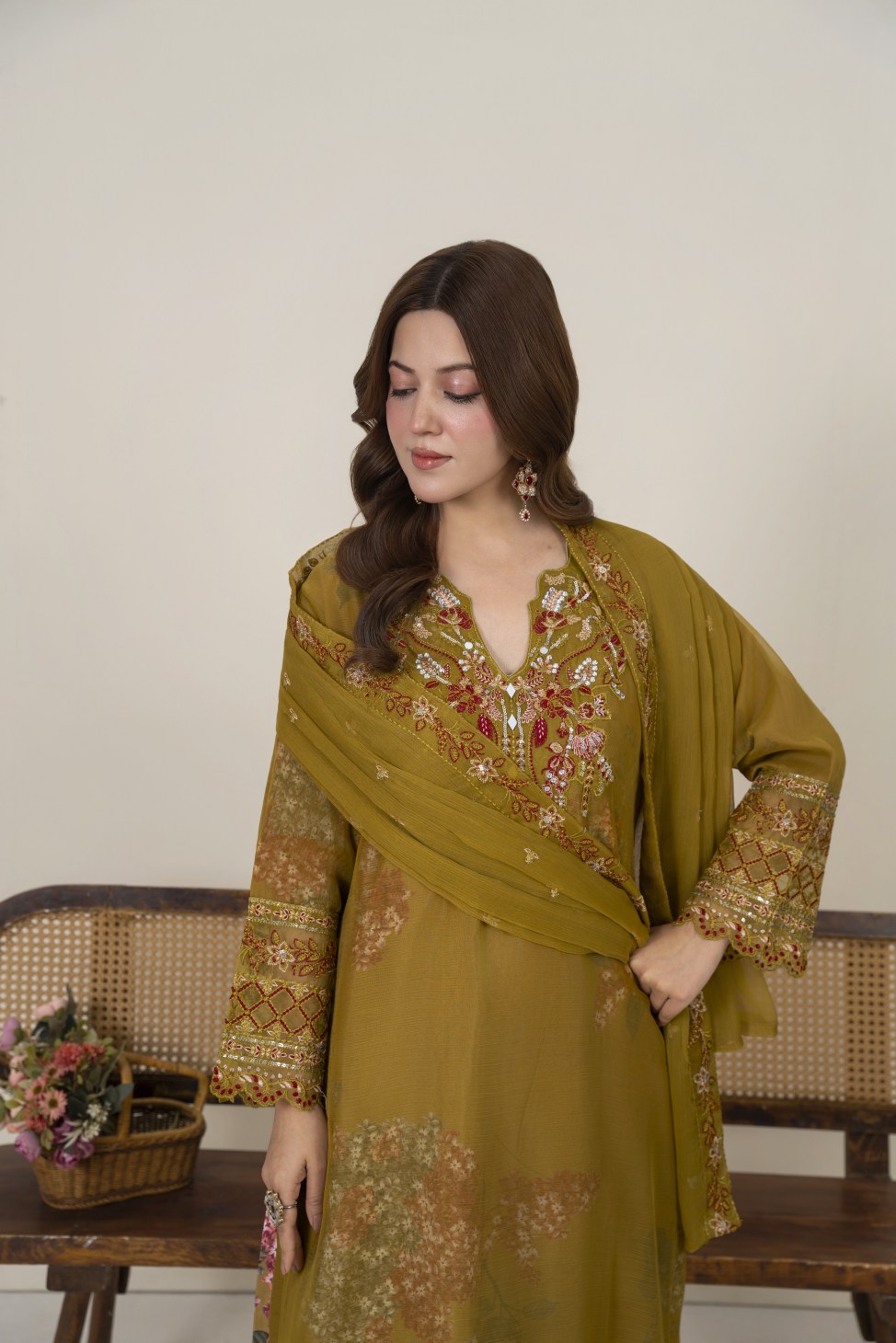 Gul Rukh (Olive Green)