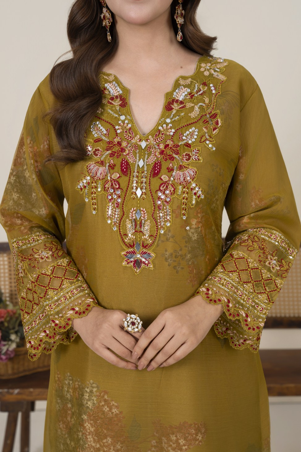 Gul Rukh (Olive Green)